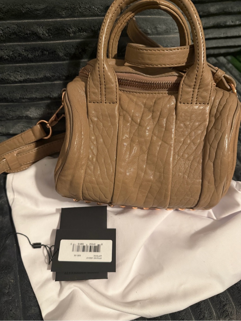 Alexander Wang Taupe Pebbled Leather Mini Satchel with Strap
